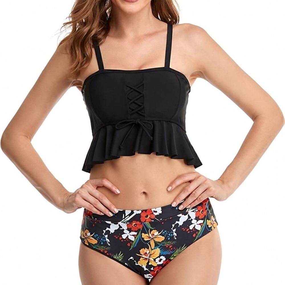 NWOT Women Two Piece Scoop Neck Bikini Women Wrap Bikini Set Push Up HighSize L